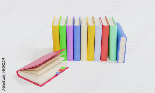 3D rendering book stacking. Business concept.