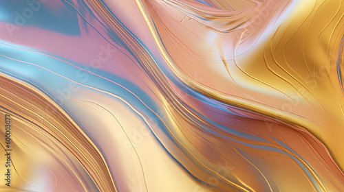 Abstract iridiscent background with holographic plastic texture, pastel colors. Generative AI photo