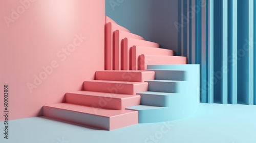Colorful stairs in a bright room. Generative ai