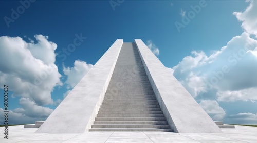 A stairway ascending towards the clouds. Generative ai
