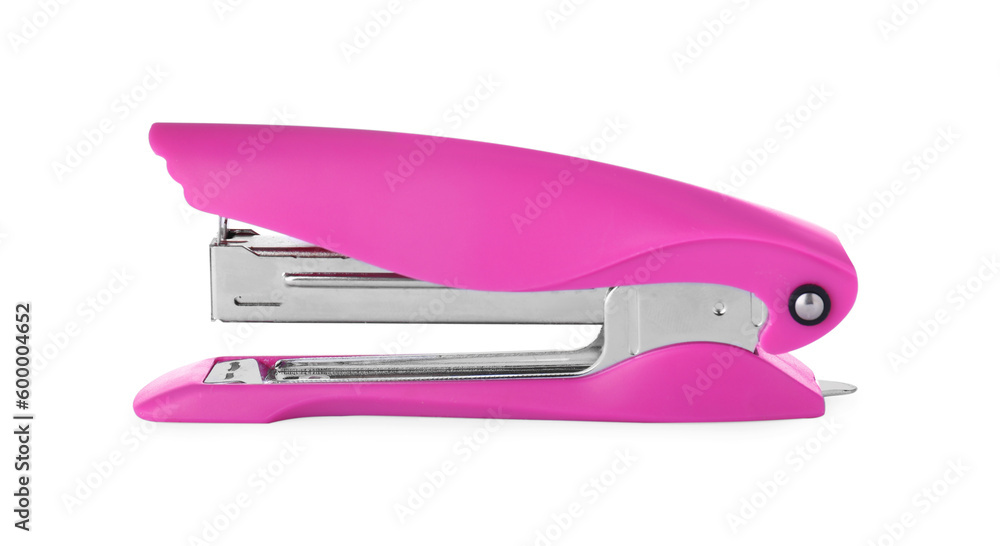 New bright pink stapler isolated on white New bright pink stapler isolated on white