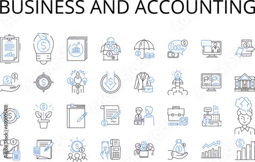 Business and accounting line icons collection. Commerce, Enterprise, Corporate, Trade, Finance, Investment, Economics vector and linear illustration. Banking,Entrepreneurship,Management outline signs
