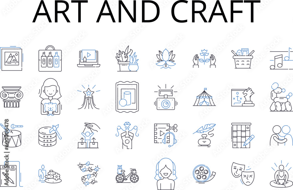 Vecteur Stock Art and craft line icons collection. Handiwork, Creation ...