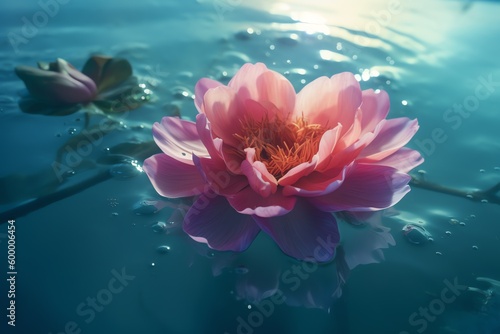 pink flower in water