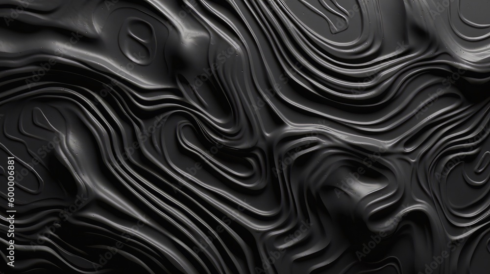 Abstract black background with wavy lines. Generative ai