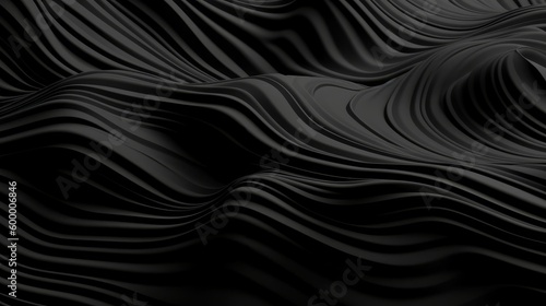 An abstract black background with wavy lines. Generative ai