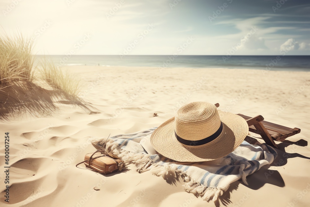 hat on the beach hat on the beach