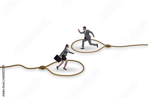 Εκτύπωση καμβά Business people trapped by a rope