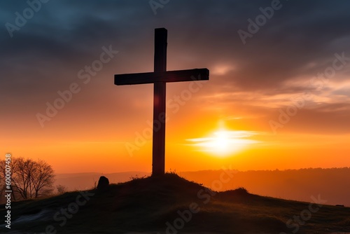 cross in the sunset