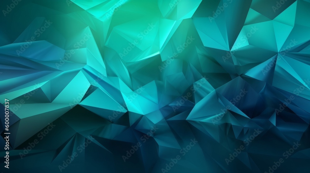 Fototapeta premium An abstract blue and green triangular pattern background. Generative ai
