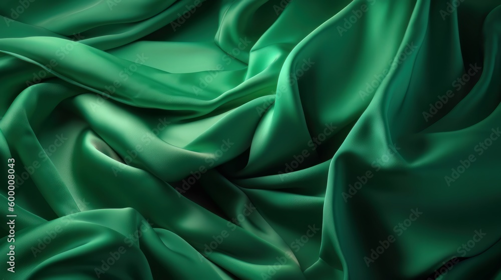 Green textile fabric texture up close. Generative ai