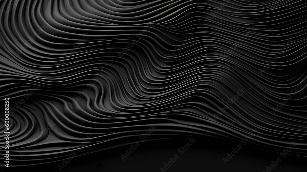 An abstract black background with wavy lines. Generative ai An abstract black background with wavy lines. Generative ai