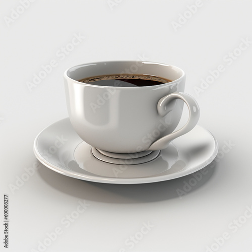 Illustrations of a top view coffea white cup isolated on a white background