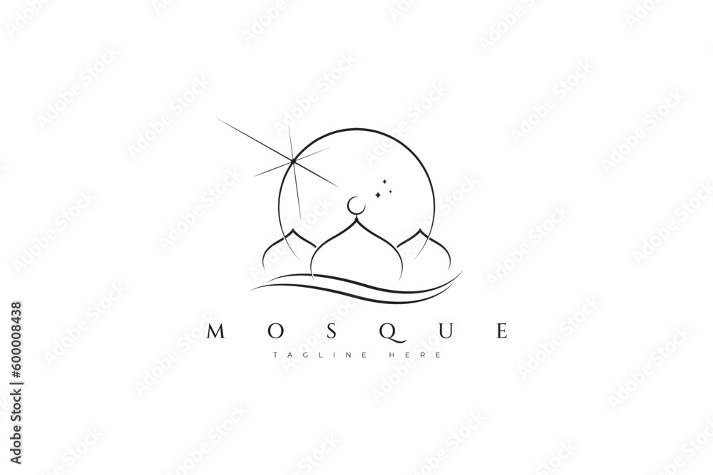 Mosque Modern Logo Template with Unique Concept Holy Night Phenomenon Abstract Illustration. Mosque Modern Logo Template with Unique Concept Holy Night Phenomenon Abstract Illustration.