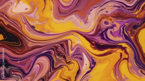 An abstract painting with yellow and purple colors. Generative ai
