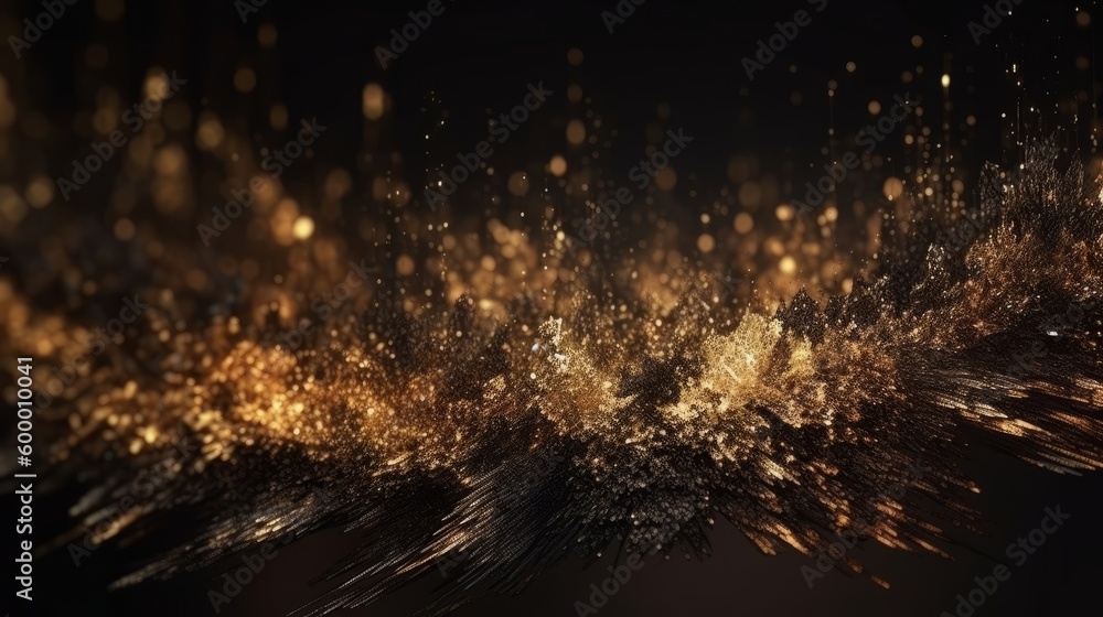 Naklejka premium A stunning gold glitter background on a dark surface. Generative ai