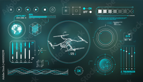Set of infographic elements about drone and geolocation.