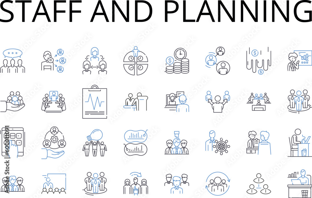 Staff and planning line icons collection. Business and strategy, Decision and verdict, Goal and objective, Innovation and creativity, Team and collaboration, Resource and capital, Process and Staff and planning line icons collection. Business and strategy, Decision and verdict, Goal and objective, Innovation and creativity, Team and collaboration, Resource and capital, Process and