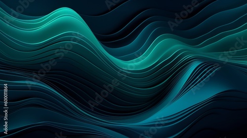 A vibrant blue and green abstract background with flowing, wavy lines. Generative ai