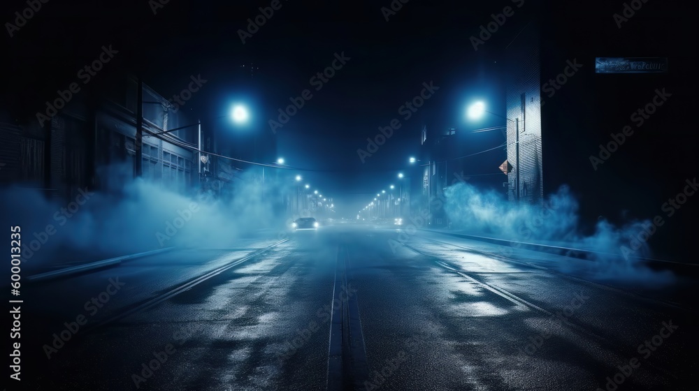A smoky and ominous alleyway at night. Generative ai A smoky and ominous alleyway at night. Generative ai