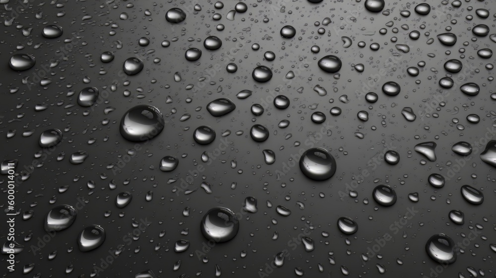 Water droplets on a dark surface. Generative ai Water droplets on a dark surface. Generative ai