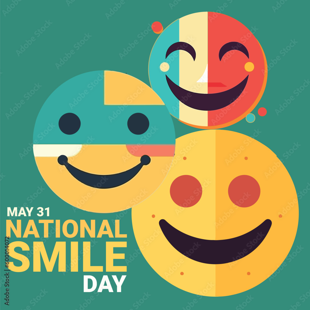 vector of colorful smile emoticon with different face. 3 emoticon. to celebrate national smile