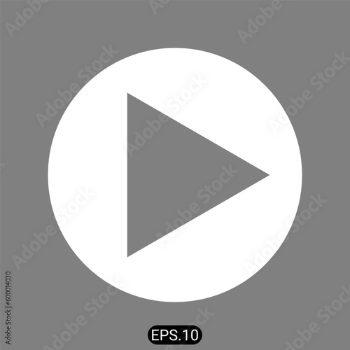 Free Download Play vector icon with rounded corners. White icon on medium gray Isolated background. - GFXLoad