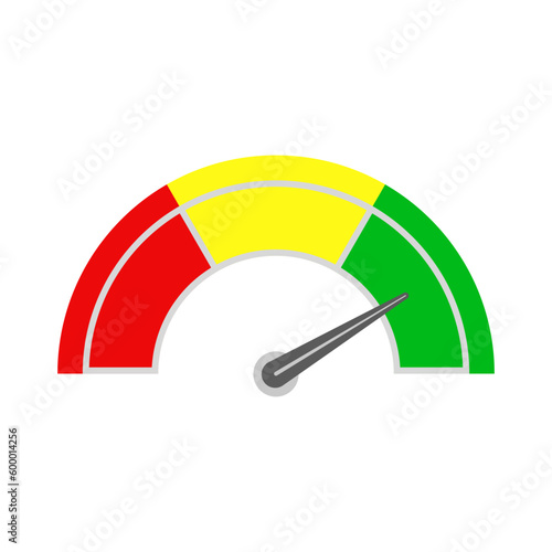 Speed Meter In Green Yellow Red Colour And Green Needle For Temperature 