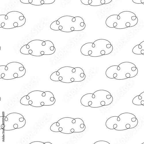 clouds sky fly line doodle pattern white coloring book