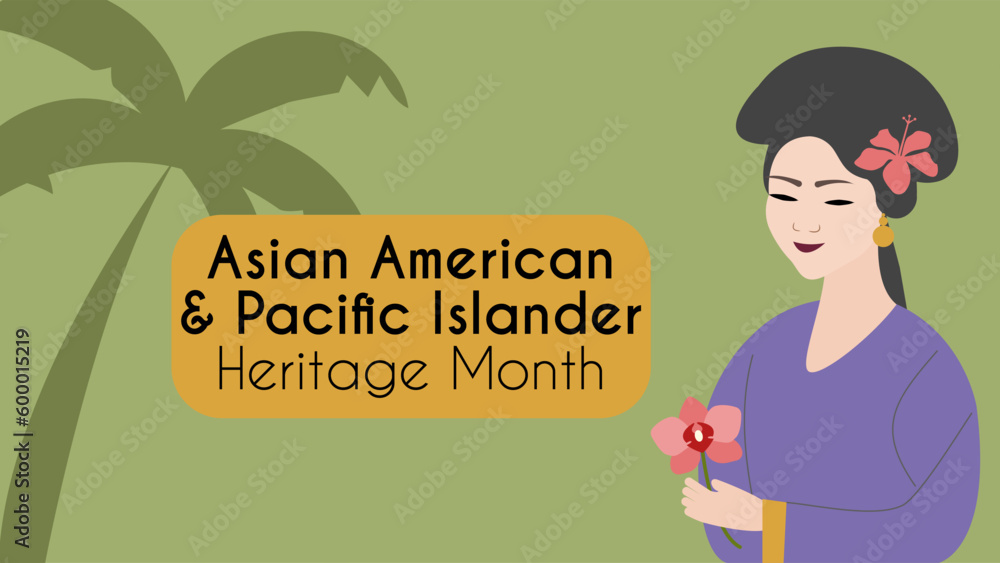Portrait of Asian woman. Asian American and Pacific Islander Heritage Month banner Portrait of Asian woman. Asian American and Pacific Islander Heritage Month banner