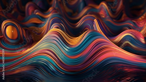 An abstract background with wavy lines and an orange ball. Generative ai