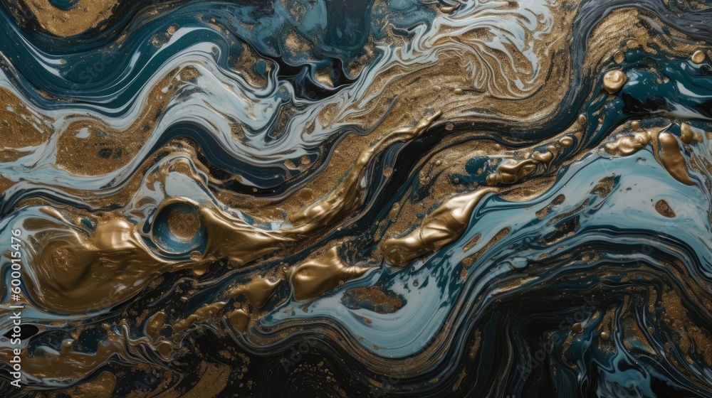 An abstract painting with gold and blue colors. Generative ai An abstract painting with gold and blue colors. Generative ai