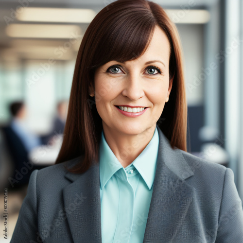 Free Download Middle aged professional woman. Focus, hard work, success concept created with generative AI. - GFXLoad