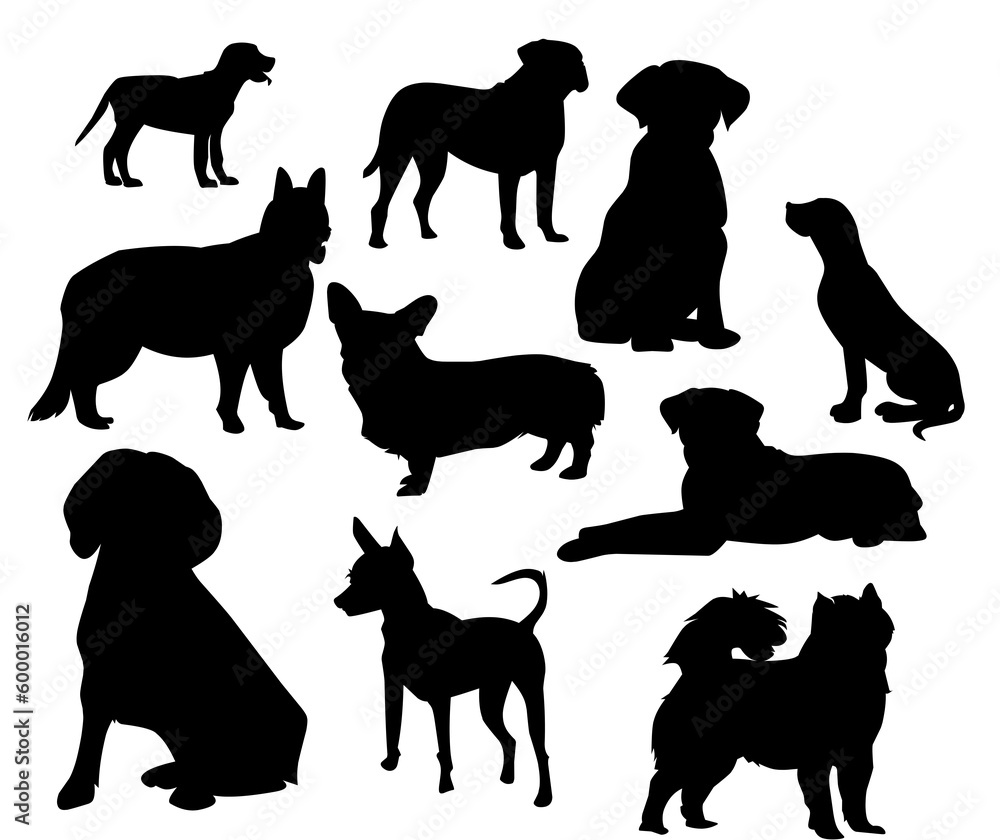 dog silhouettes set vector
