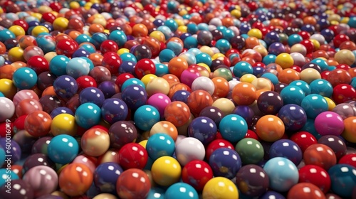 A room filled with colorful balls. Generative ai