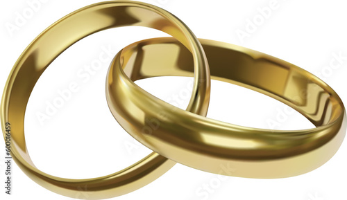 isolated gold wedding rings. realistic linked gold rings