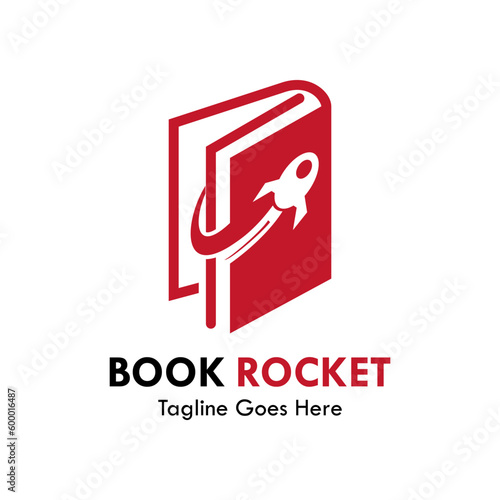 Book rocket design logo template illustartion