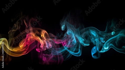 Colorful smoke on a black background. Generative ai