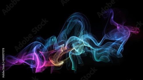 Colorful smoke patterns on a dark background. Generative ai