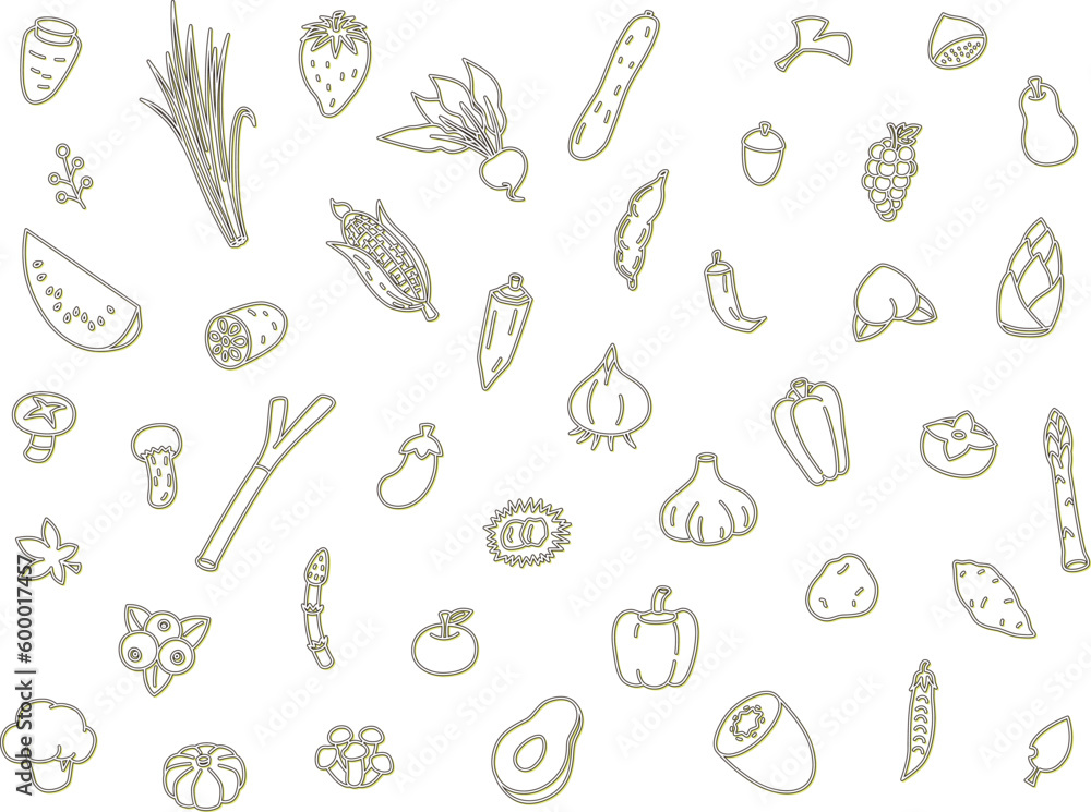 野菜の壁紙カラーイラストカラーシャドウ 黄色 野菜の壁紙カラーイラストカラーシャドウ 黄色