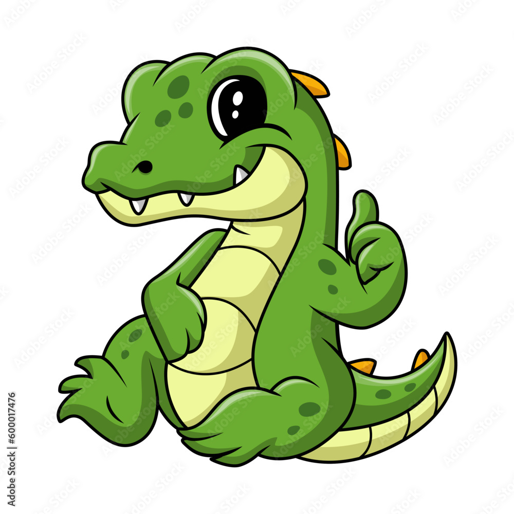Naklejka premium Cute baby crocodile cartoon sitting