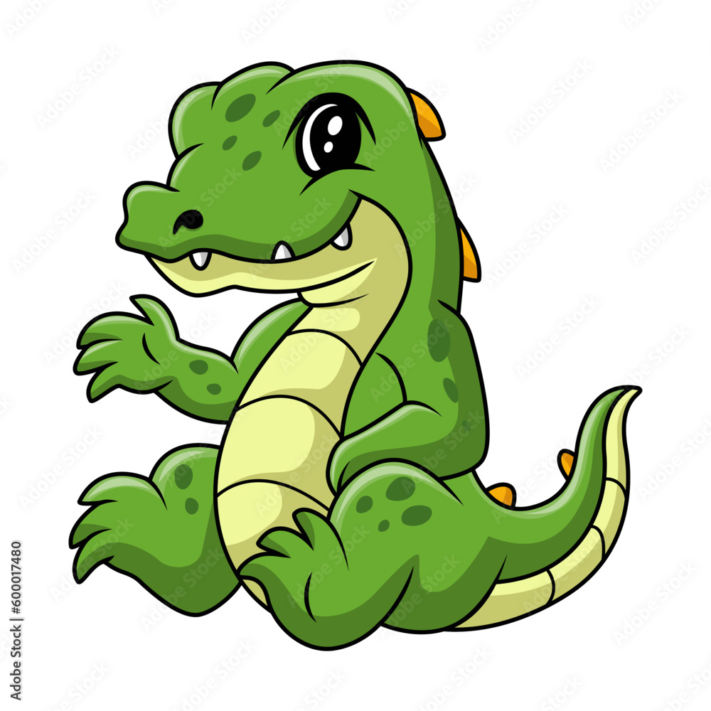 Fototapeta premium Cute baby crocodile cartoon sitting