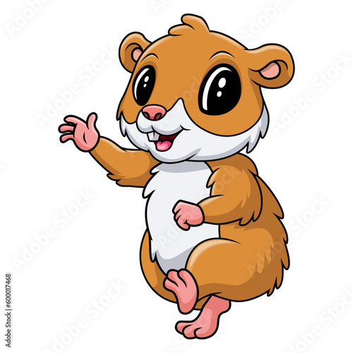 Cute hamster cartoon waving hand
