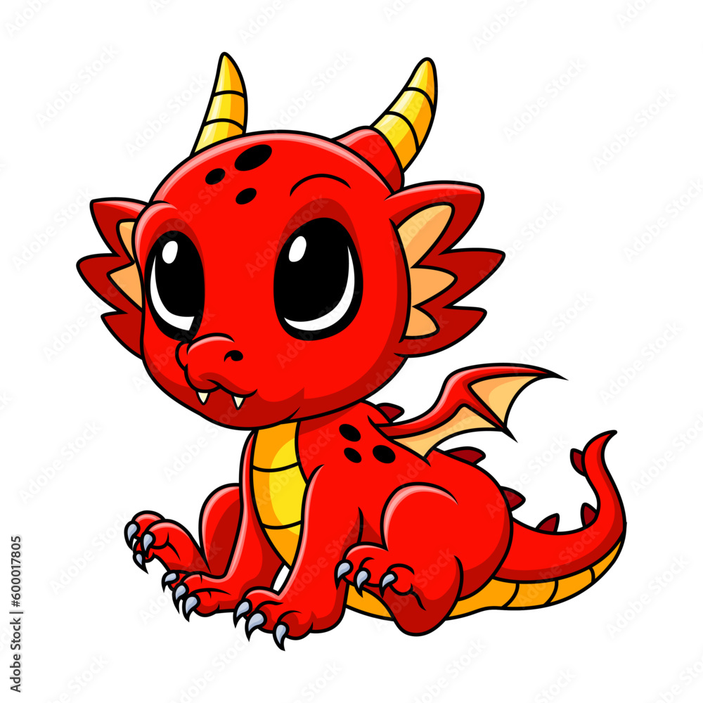 Cute funny red dragon happy Cute funny red dragon happy