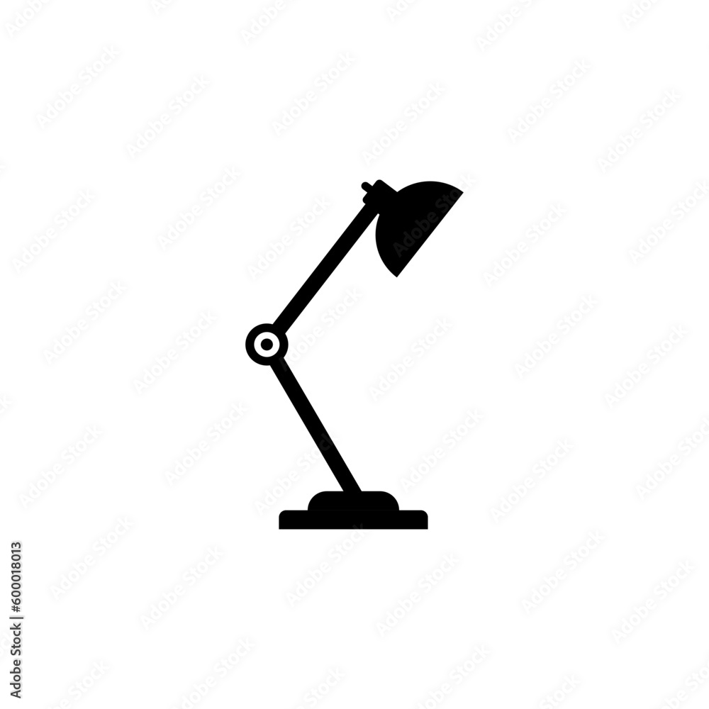 Desk light lamp icon vector illustration black and white silhouette design Desk light lamp icon vector illustration black and white silhouette design