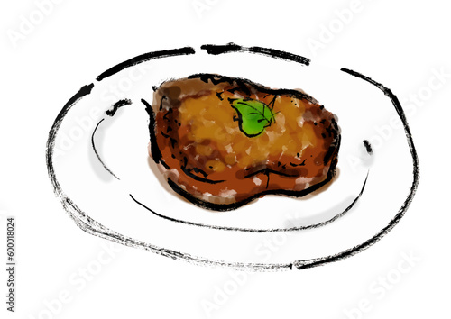 フォアグラステーキの手描き和風イラスト