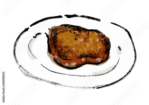 フォアグラステーキの手描き和風イラスト