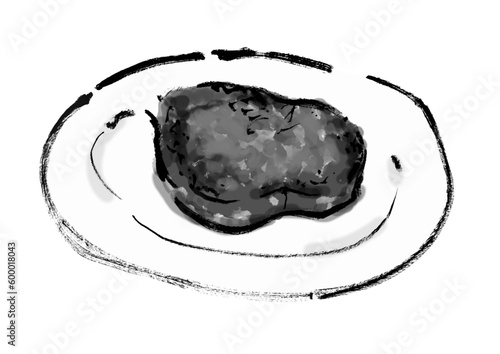 フォアグラステーキの手描き和風イラスト