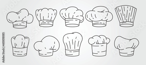 vector of chef hat line art logo set illustration design, bundle of cook hat vector design.