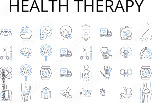 Health therapy line icons collection. Alternative medicine  Complementary medicine  Natural healing  Wellness treatment  Mind-body therapy  Holistic healthcare  Integrative medicine vector and linear
